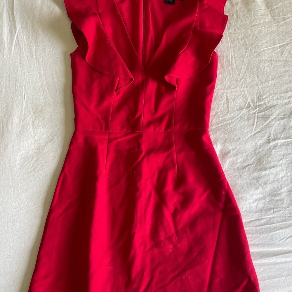 French Connection Red A-Line Mini Dress with Flutter Cap Sleeves